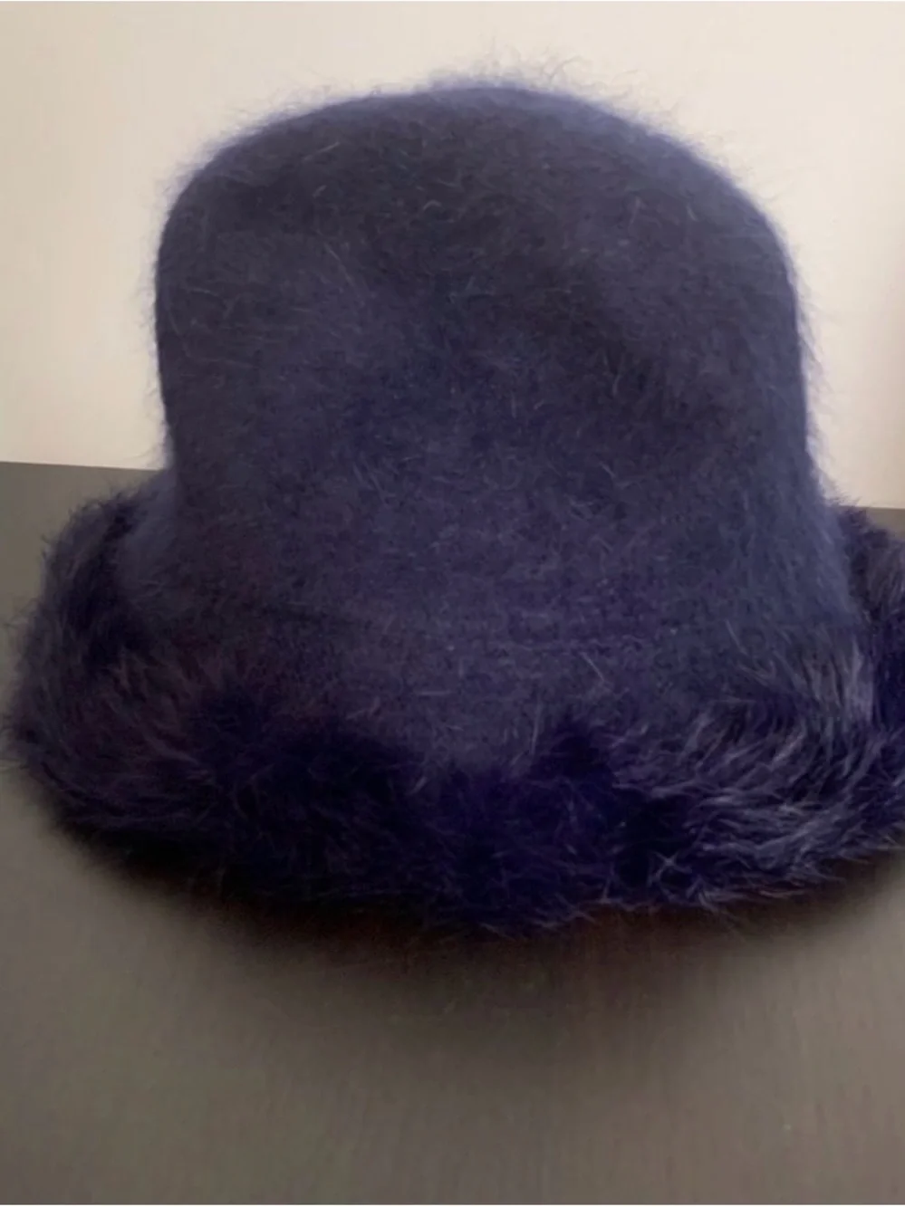 Deep Blue Rabbit/Angora Wool Blend Hat - Picture 6 of 7